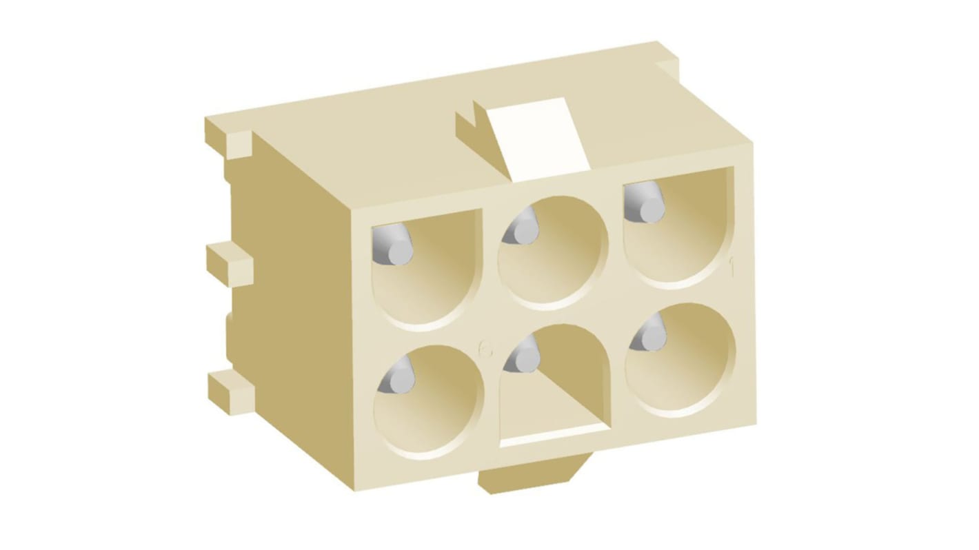 TE Connectivity Universal MATE-N-LOK Series Straight Through Hole PCB Header, 6 Contact(s), 6.35mm Pitch, 2 Row(s),