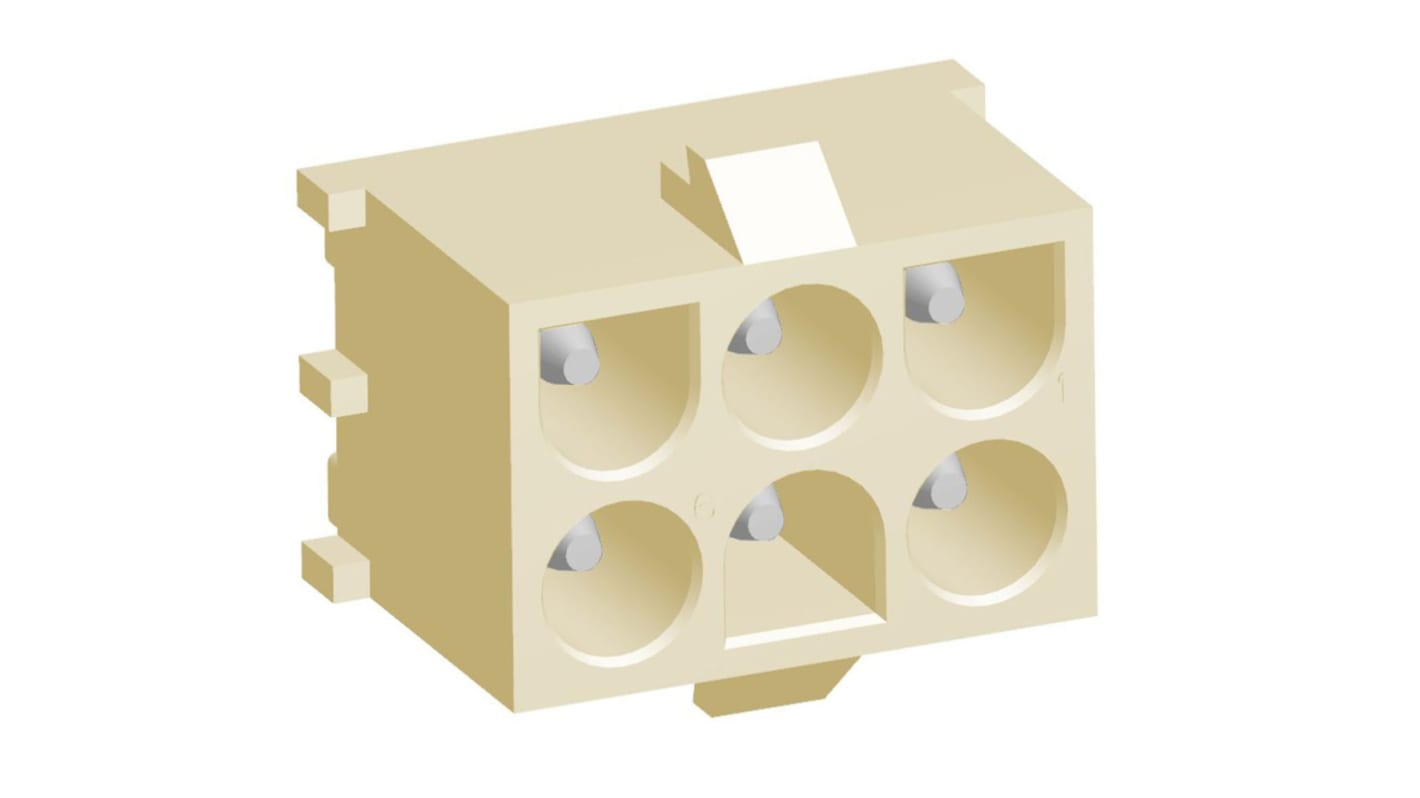 TE Connectivity Universal MATE-N-LOK Leiterplatten-Stiftleiste Gerade, 6-polig / 2-reihig, Raster 6.35mm,