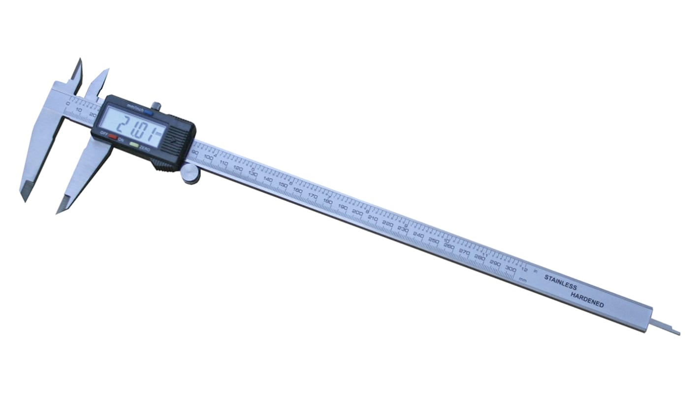 Suwmiarka 300mm z noniuszem RS PRO Cyfrowe 0,01 mm, z kalibracją ISO