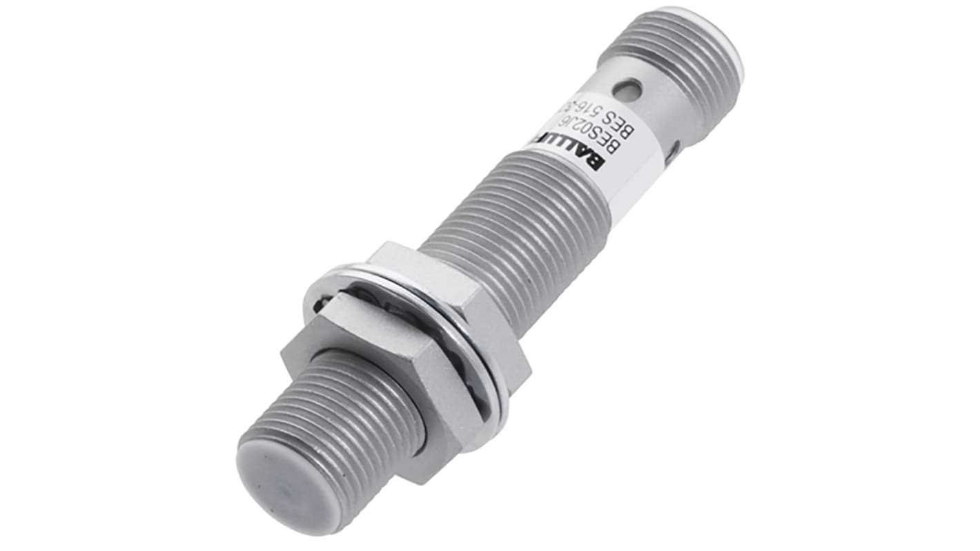 BALLUFF Inductive Barrel-Style Proximity Sensor, M12 x 1, 2 mm Detection, PNP Output, 10 → 30 V dc, IP67