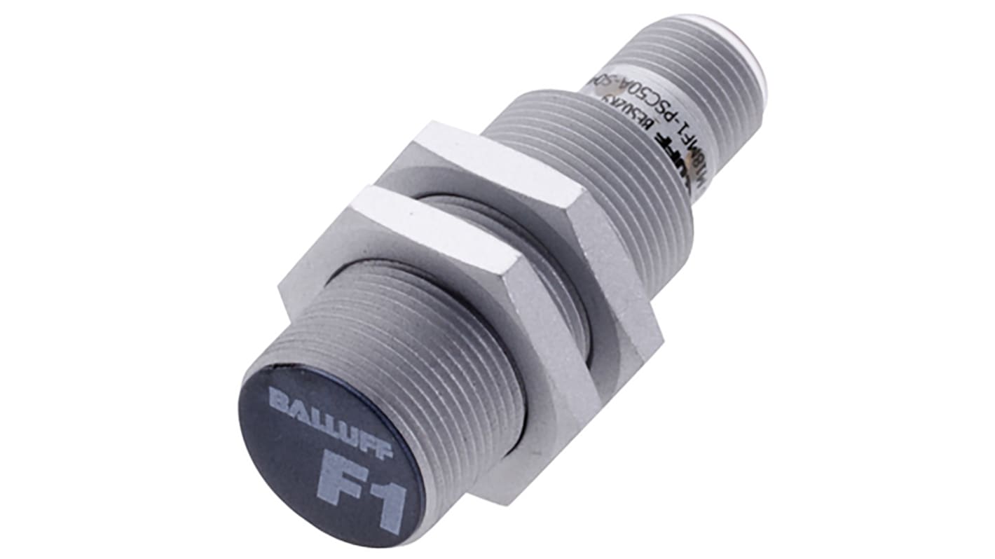 BALLUFF Inductive Barrel-Style Proximity Sensor, M18 x 1, 5 mm Detection, PNP Output, 10 → 30 V dc, IP67