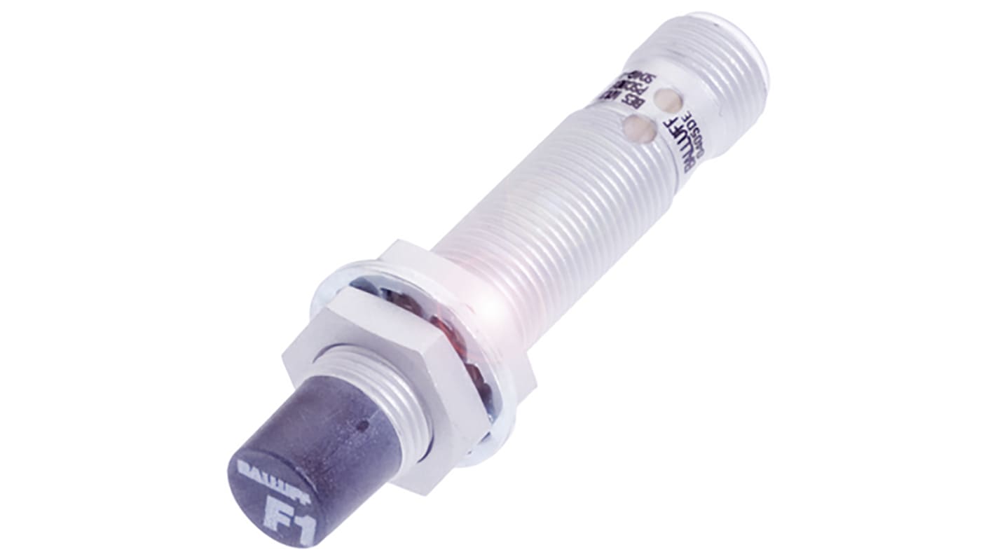 BALLUFF Inductive Barrel-Style Proximity Sensor, M12 x 1, 8 mm Detection, PNP Output, 10 → 30 V dc, IP67