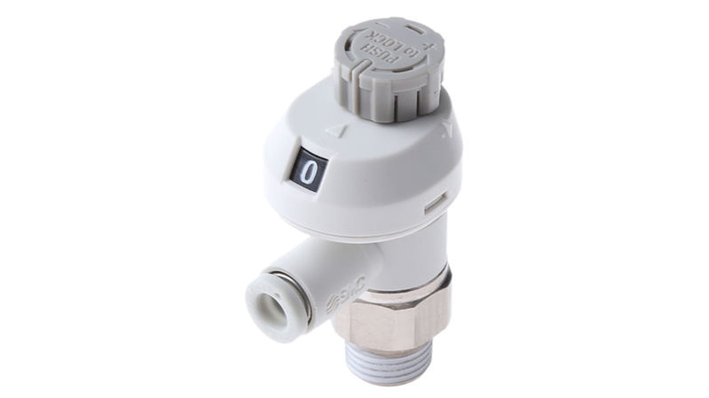 SMC AS2201FS Series Threaded Speed Controller, R 1/8 Male Inlet Port x 6mm Tube Outlet Port