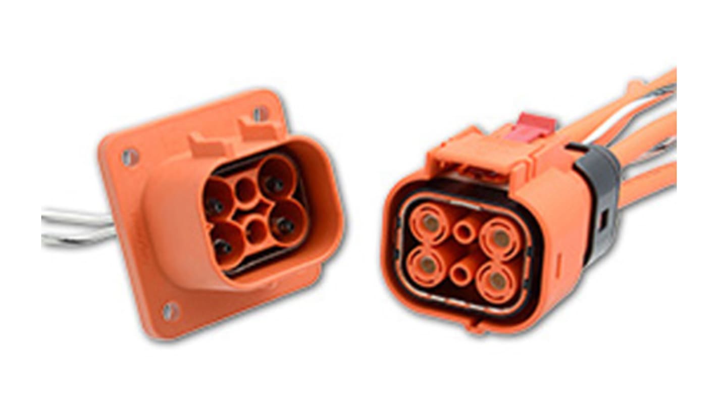 Connettore EV Amphenol Industrial ELR2A04 / C10-738025-2AP4 2 vie, Femmina, Diritto, 7.5 to 70A, 800V, Arancione