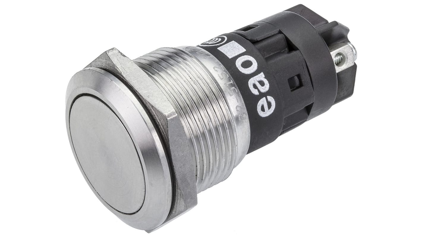 EAO 82 Series Push Button Switch, Momentary, Panel Mount, 19mm Cutout, SPDT, 240V, IP65, IP67