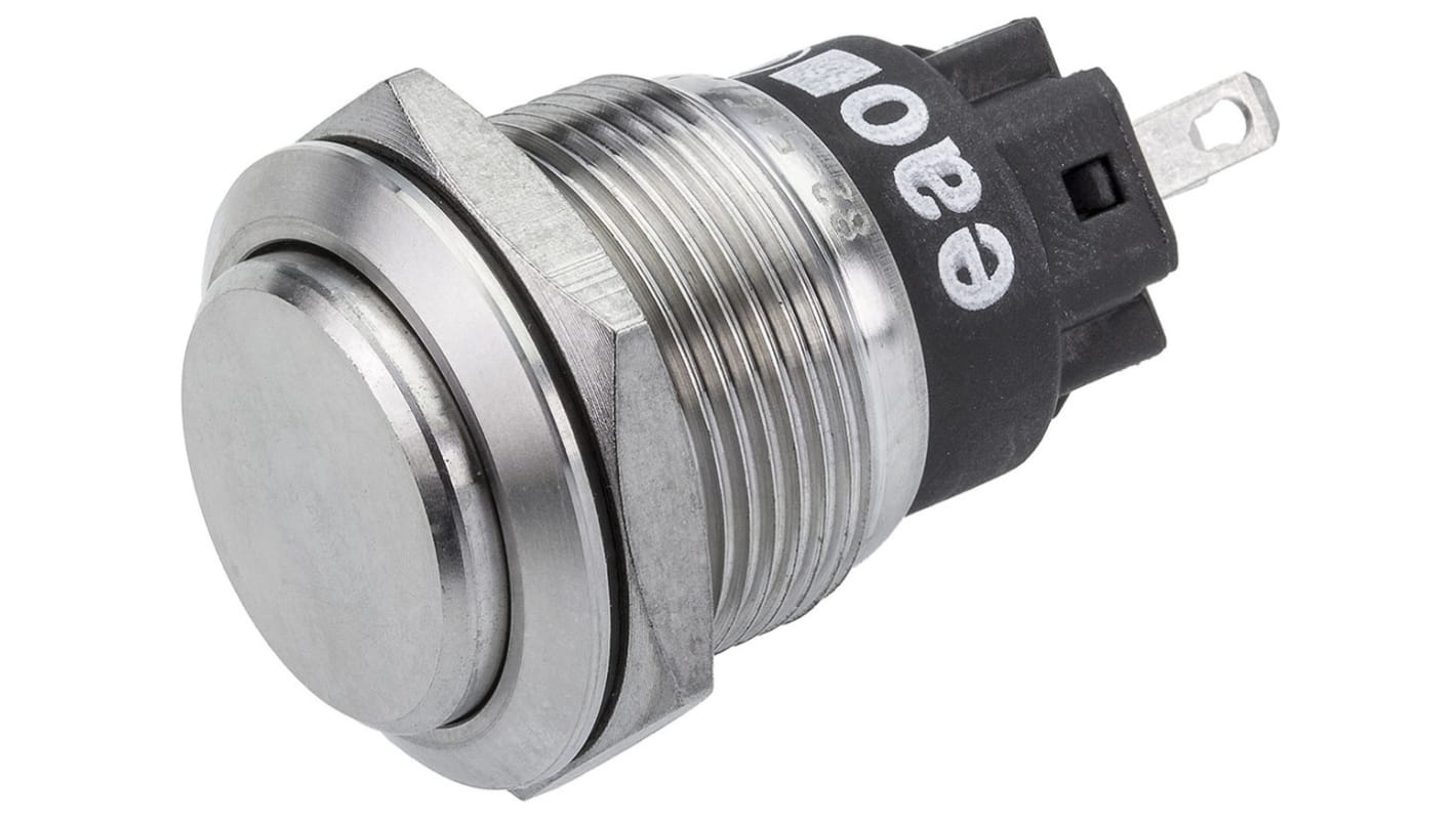 EAO 82 Series Push Button Switch, Momentary, Panel Mount, 19mm Cutout, SPDT, 240V, IP65, IP67