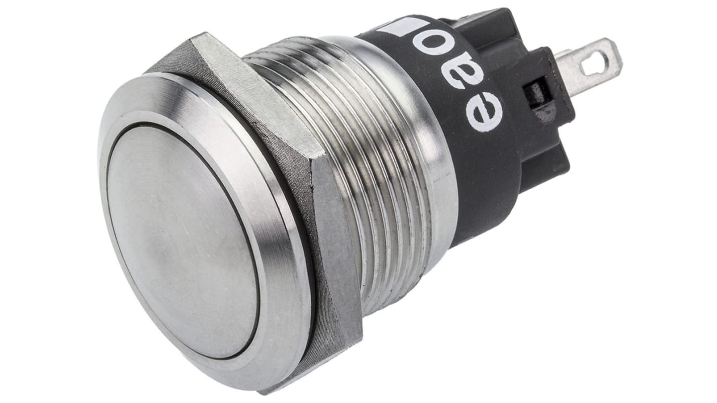 EAO 82 Series Push Button Switch, Momentary, Panel Mount, 19mm Cutout, SPDT, 240V, IP65, IP67