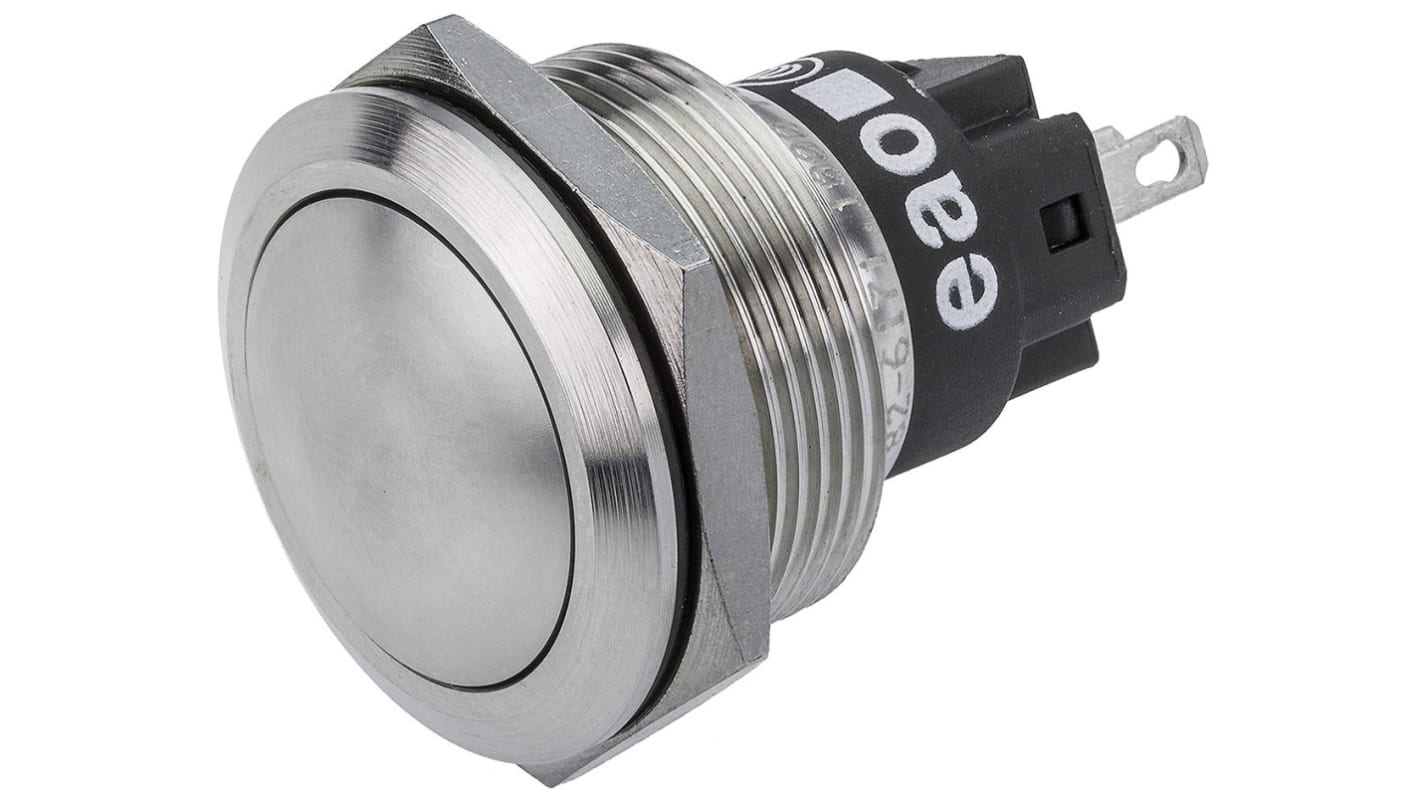 EAO 82 Series Push Button Switch, Momentary, Panel Mount, 22.3mm Cutout, SPDT, 240V, IP65, IP67