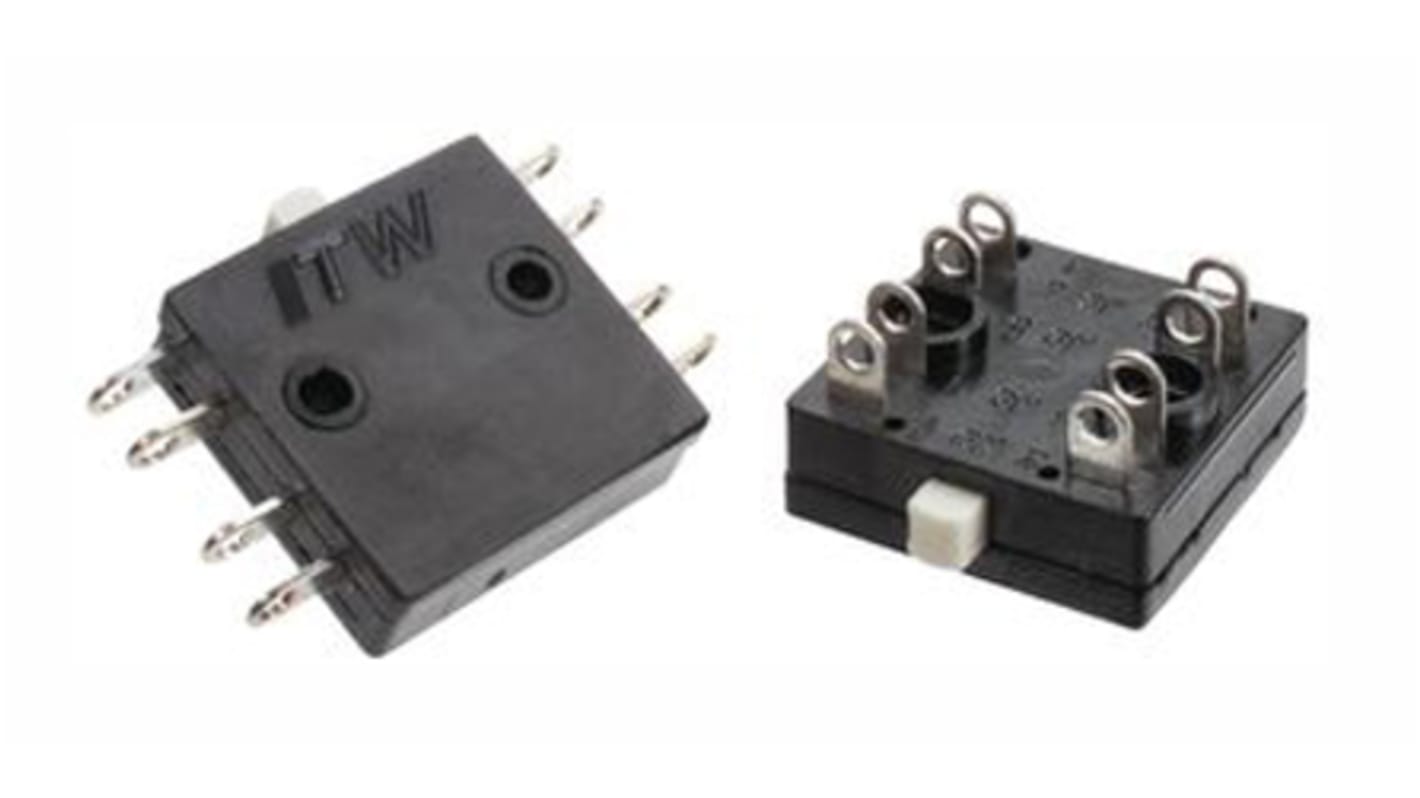 ITW Switches 短滚轮杆微动开关, 双刀双掷-DB, 125/250 V ac, 28V 直流, 操作力12 oz