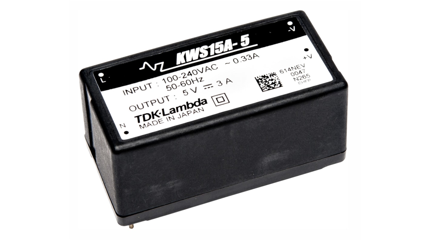 TDKラムダ スイッチング電源 24V dc 700mA 16.8W KWS15A-24