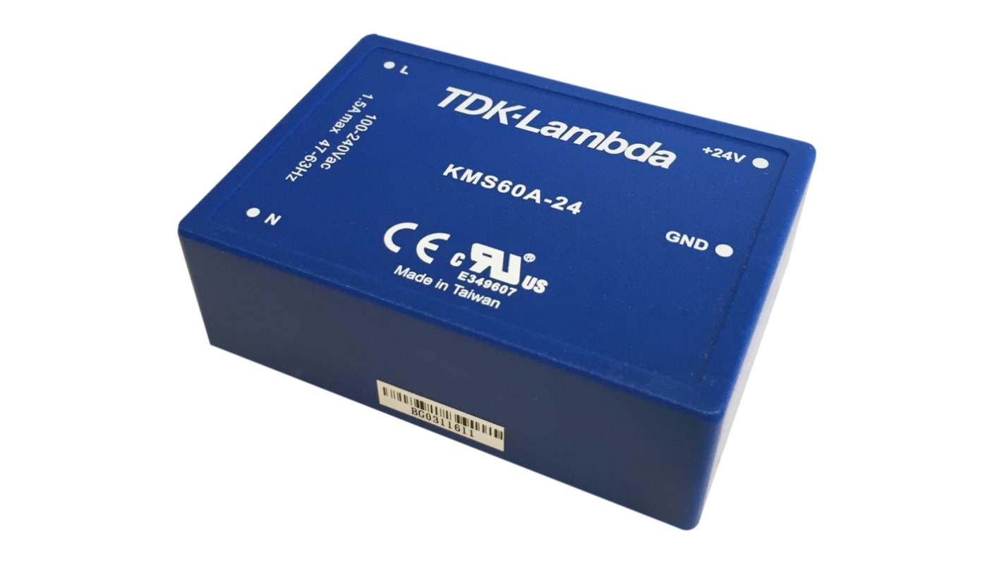 TDK-Lambda Switching Power Supply, KMS60A-12, 12V dc, 5A, 60W, 1 Output, 120 → 370 V dc, 90 → 264 V ac