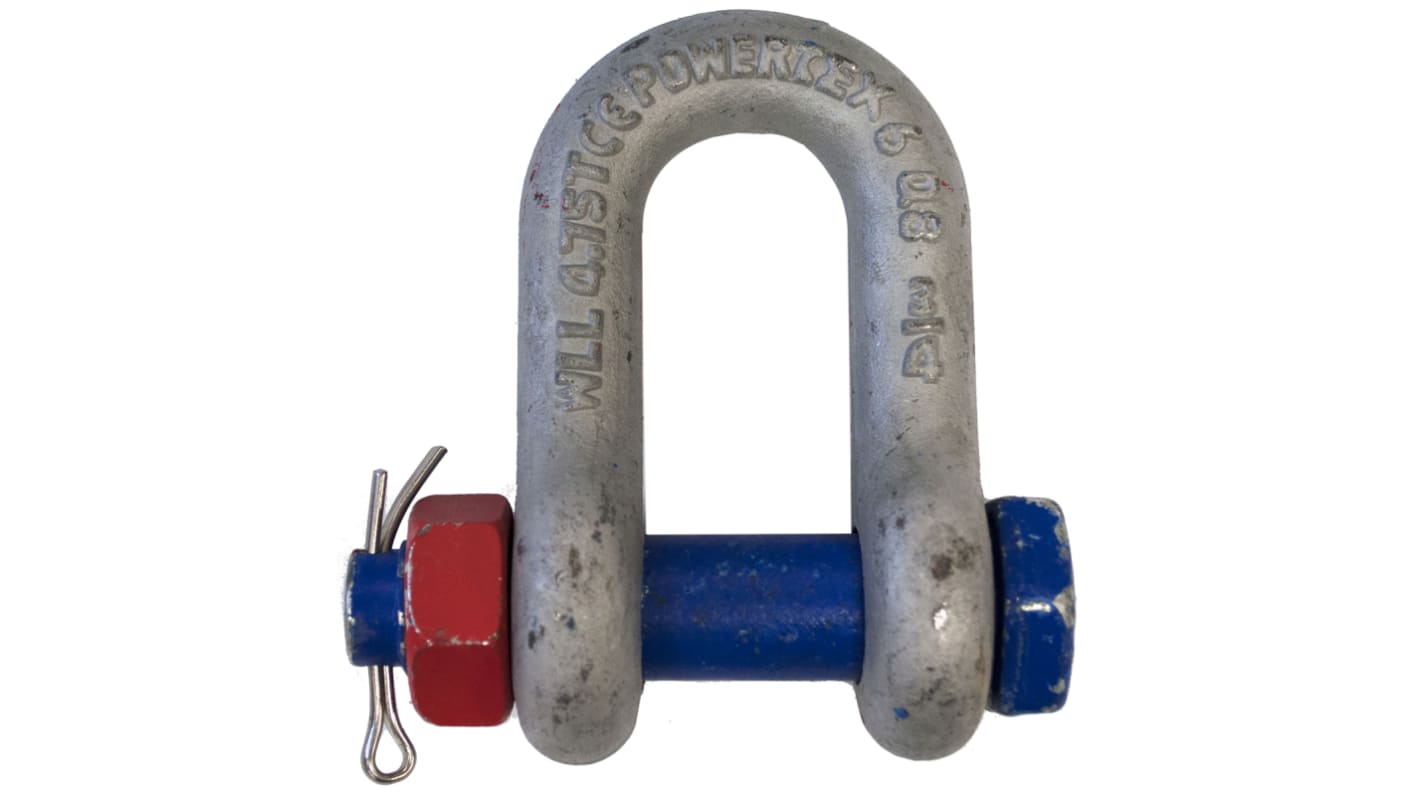RS PRO Sjækkel, Stållegering, D-sjækkel, Safety Bolt, 4.75t, godsdiameter: 19mm