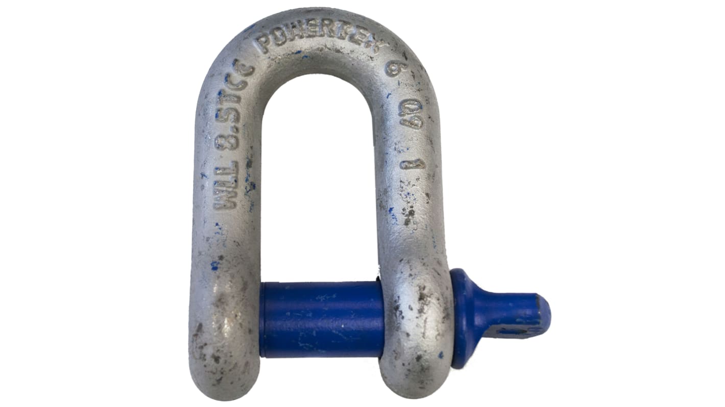 RS PRO Sjækkel, Stållegering, D-sjækkel, Skruebolt, 8.5t, godsdiameter: 27mm