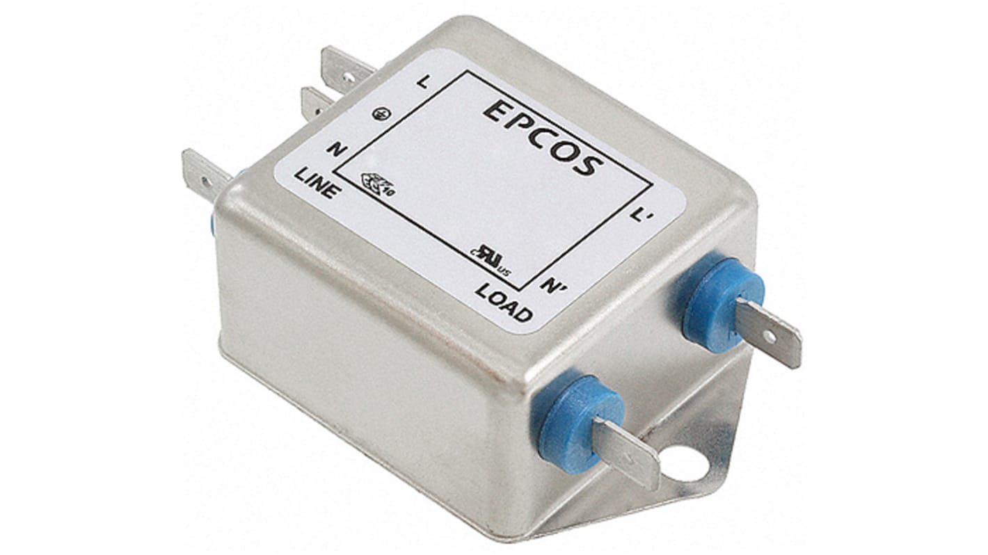 Filtro EMC EPCOS 0.1 x 2μF, 3A, 250 V ac/dc, 50 → 60Hz 1,5 x 2 mH, Montaje en Panel, con terminales Conector de