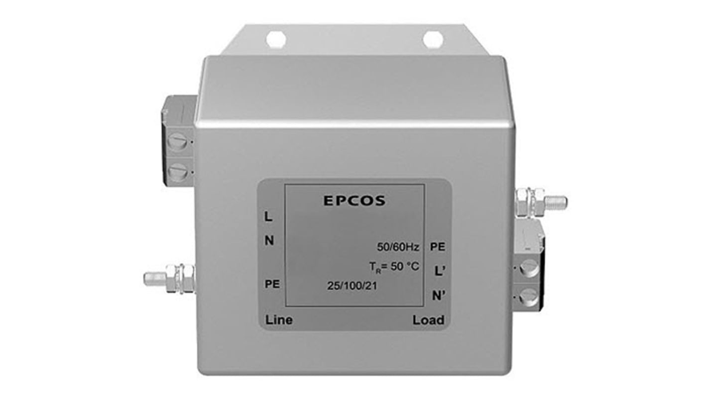 EPCOS, B84142A*166 16A 250 V ac/dc 50 → 60Hz, Chassis Mount EMC Filter, Tab, Single Phase