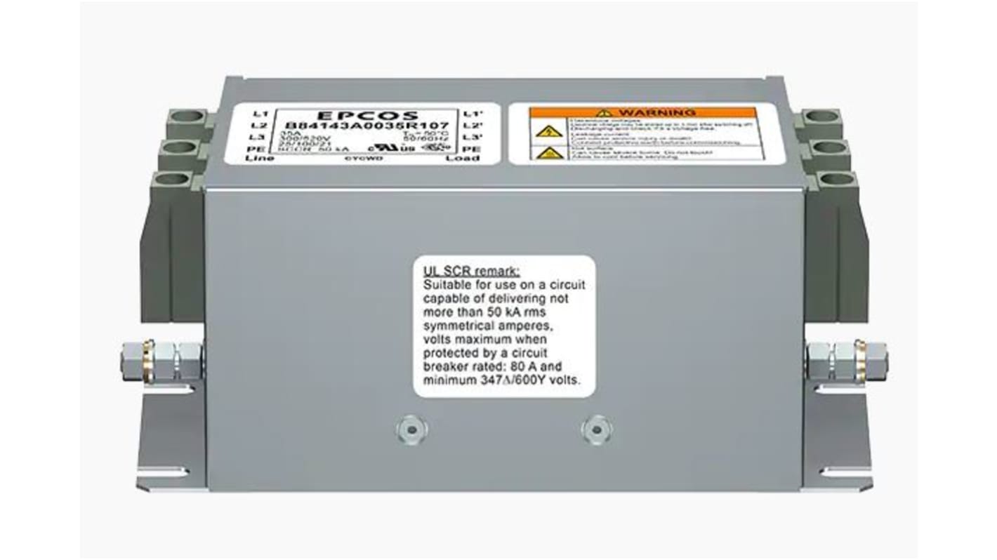 Filtro EMC EPCOS, 50A, 3 fasi, 520 V c.a., A pannello