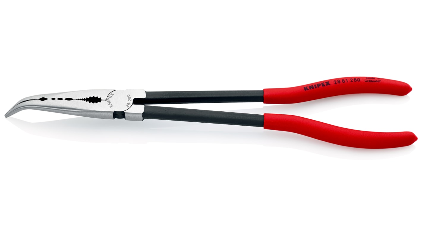Knipex 28 81 Long Nose Pliers, 280 mm Overall, Angled Tip, 70mm Jaw