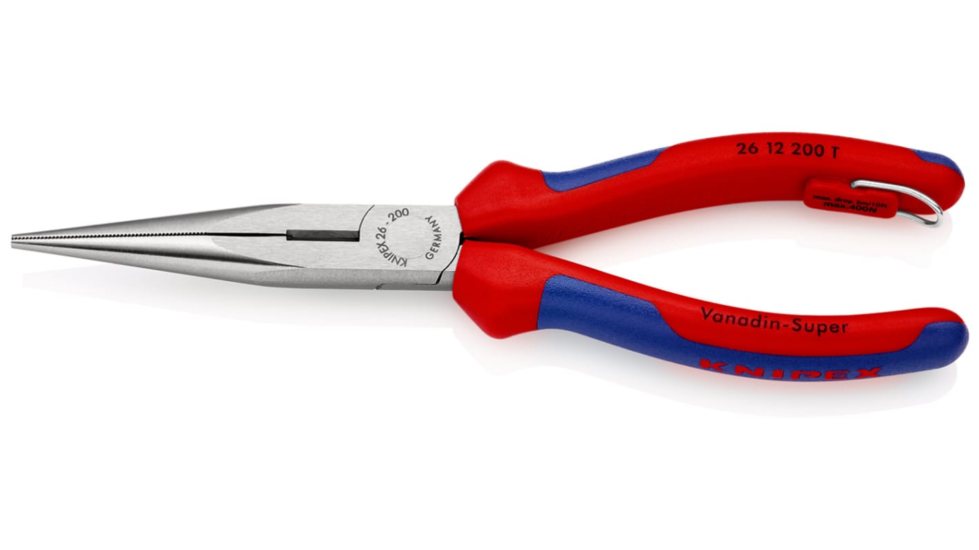 Knipex Long Nose Pliers, 200 mm Overall, Straight Tip, 73mm Jaw