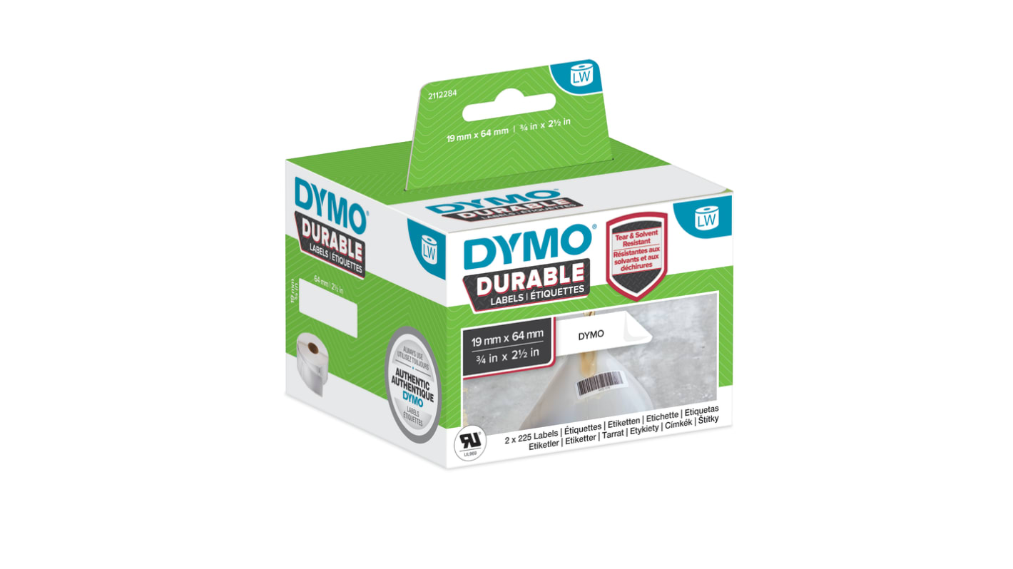 Dymo 白色条码纸, 64mm x 19mm标签, 用于Dymo 450, Dymo 450 Duo, Dymo 450 Turbo, Dymo 450 Twin Turbo, Dymo 4XL, Dymo Wireless