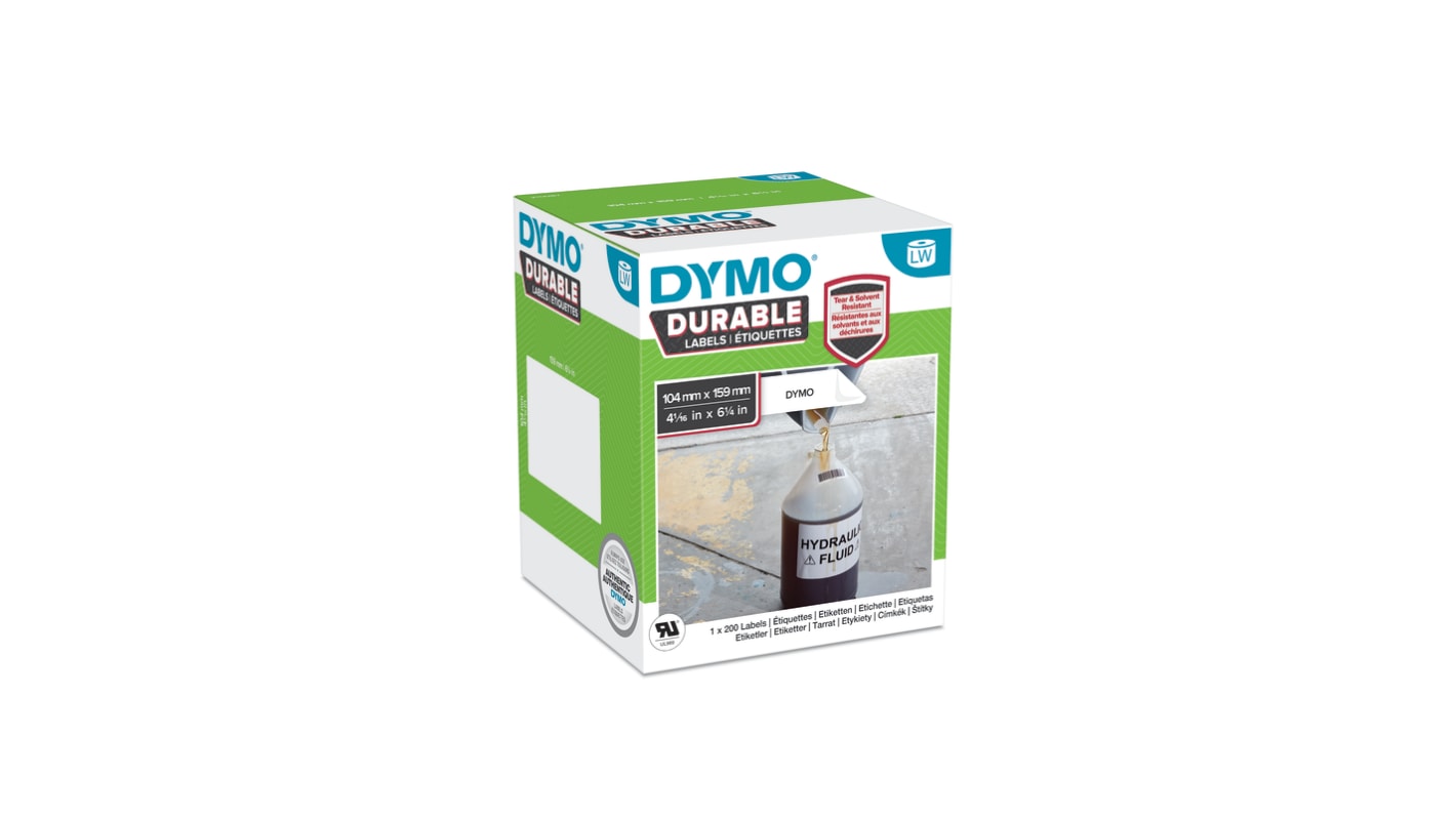 Dymo Black on White Label, 159mm Label Length, 104mm Label Width