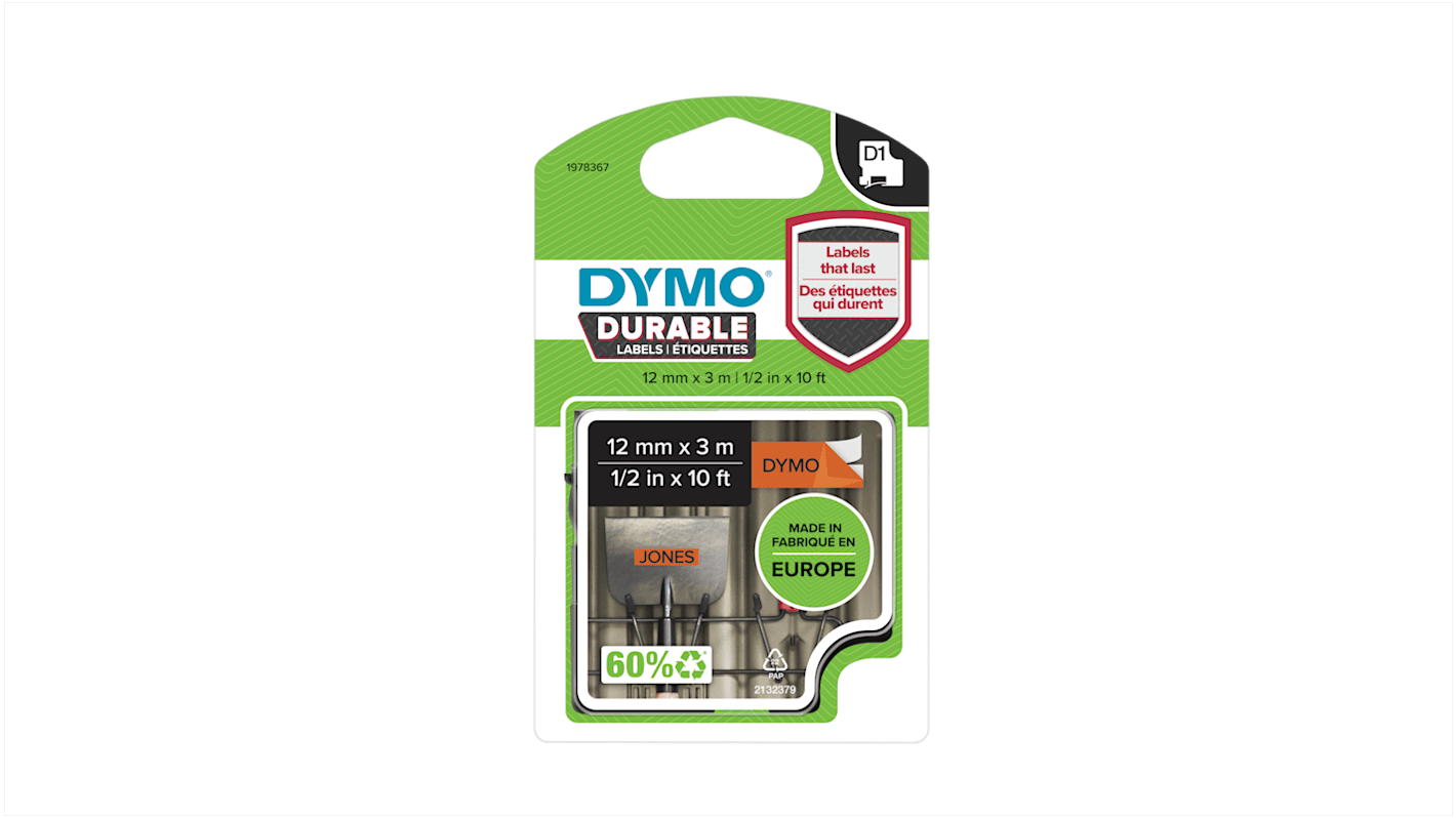 Nastro per etichettatrici Dymo x 3 m Nero su Arancione