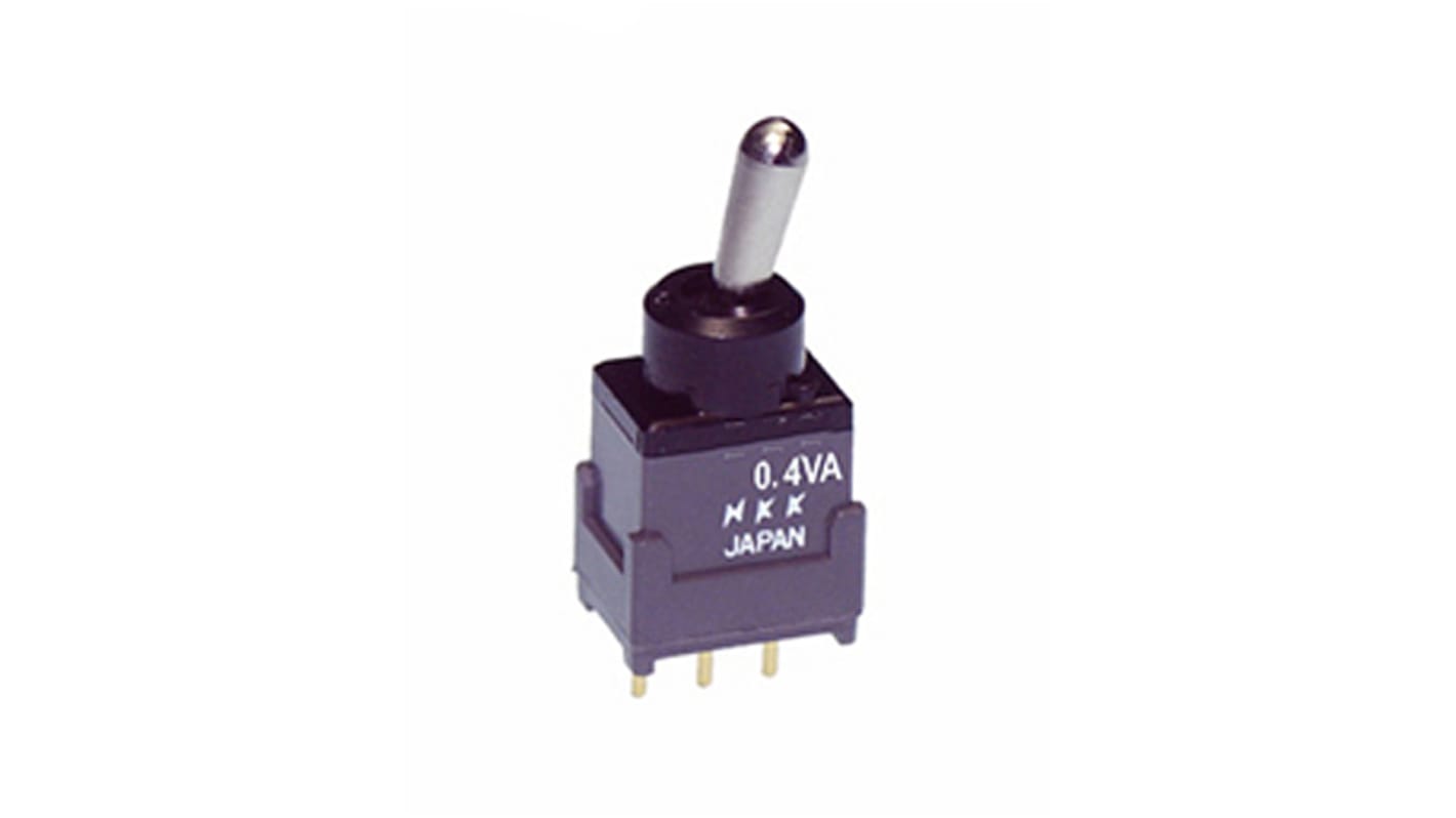 NKK Switches Toggle Switch, PCB Mount, On-On, SPDT, Through Hole Terminal, 28V ac/dc