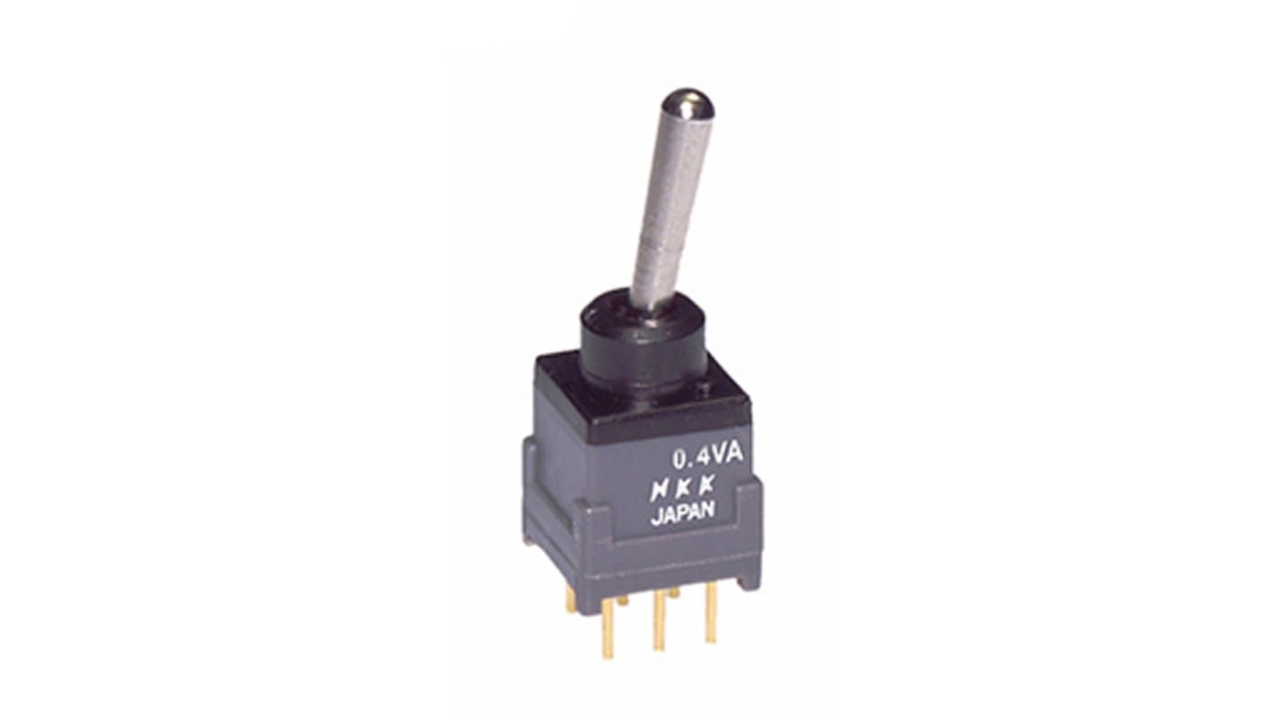 NKK Switches トグルスイッチ, On-Off-On, DPDT, 100 mA, PCB