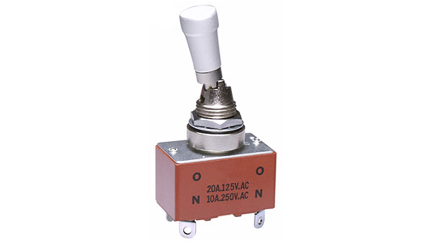 NKK Switches 钮子开关, DPST, 开-关操作, 15 A, 面板安装, 焊接端子, 面板切口12.2 (Dia.)mm, IP67