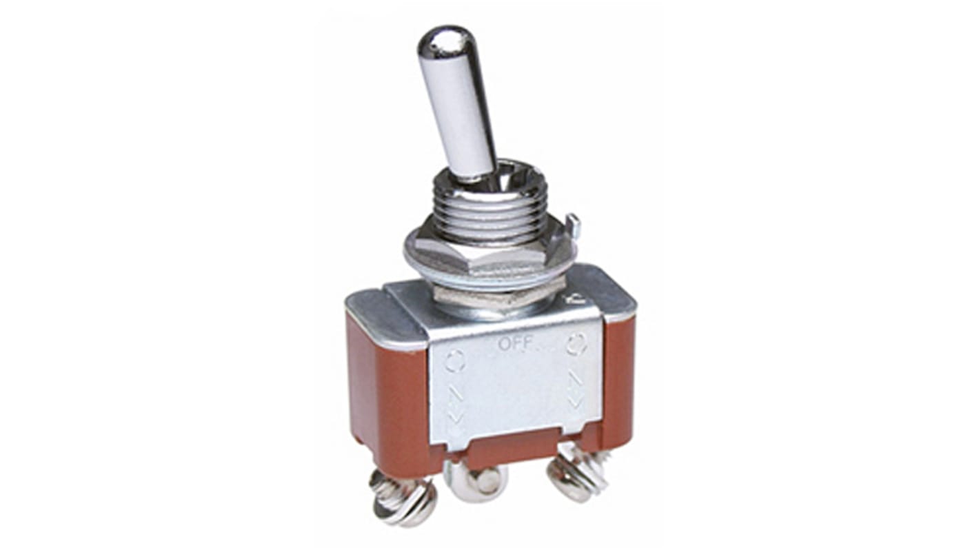 NKK Switches Toggle Switch, Panel Mount, (On)-Off-(On), SPDT, Screw Terminal, 30 V dc, 125V ac