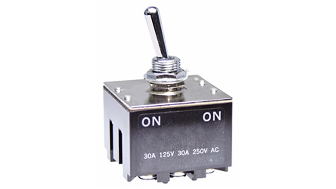 NKK Switches Toggle Switch, Panel Mount, On-On, 3PDT, Screw Terminal, 30 V dc, 125V ac