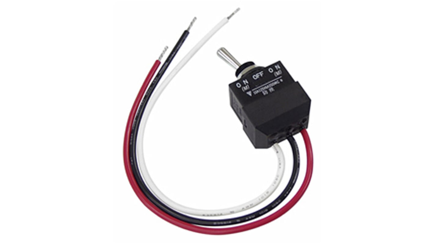 NKK Switches Toggle Switch, Panel Mount, (On)-Off-(On), SPDT, Solder Terminal, 30 V dc, 250V ac