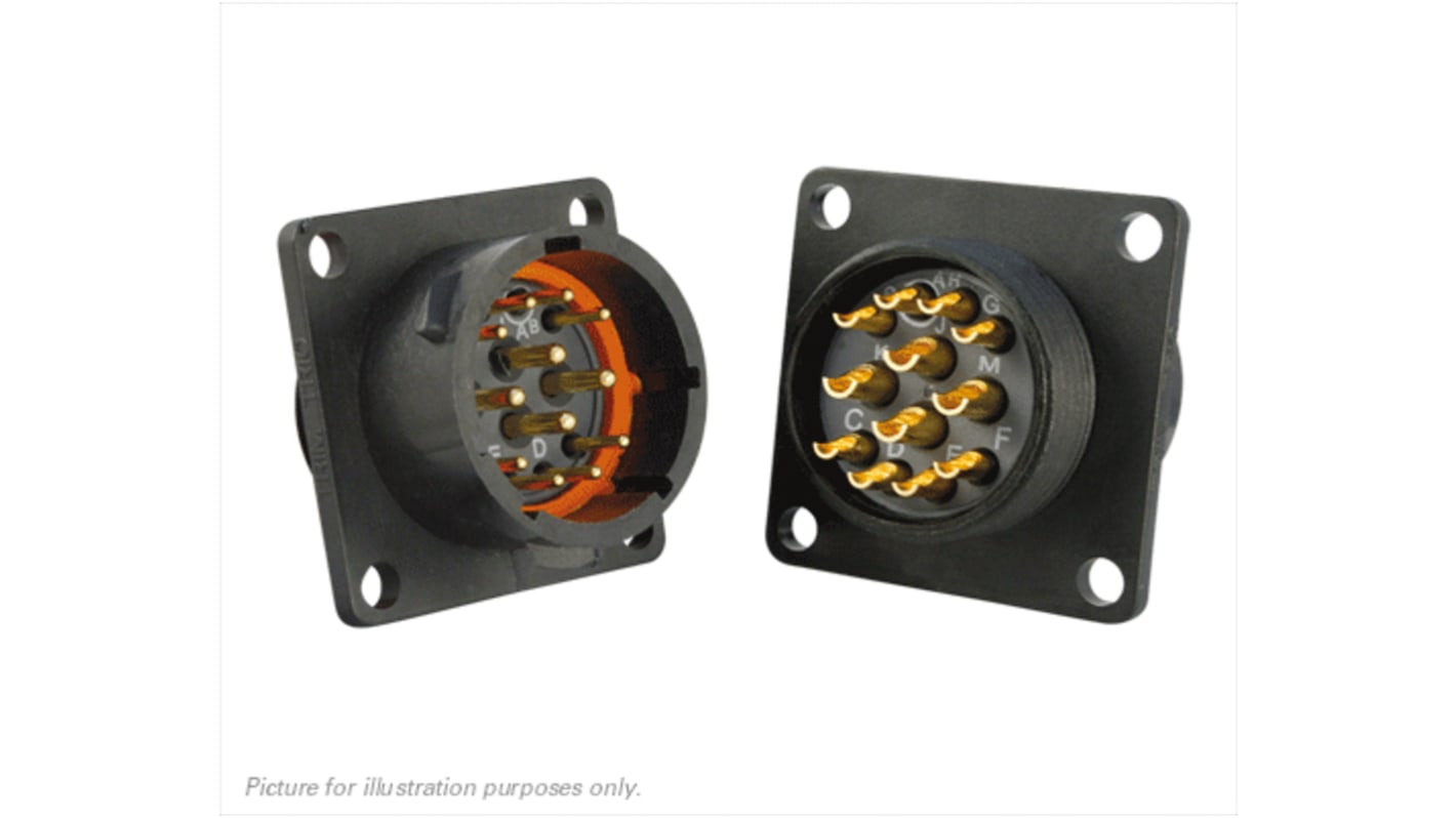 Souriau Sunbank by Eaton Circular Connector, 12 Contacts, Flange Mount, Plug, Male, IP68, IP69K, UTS Series