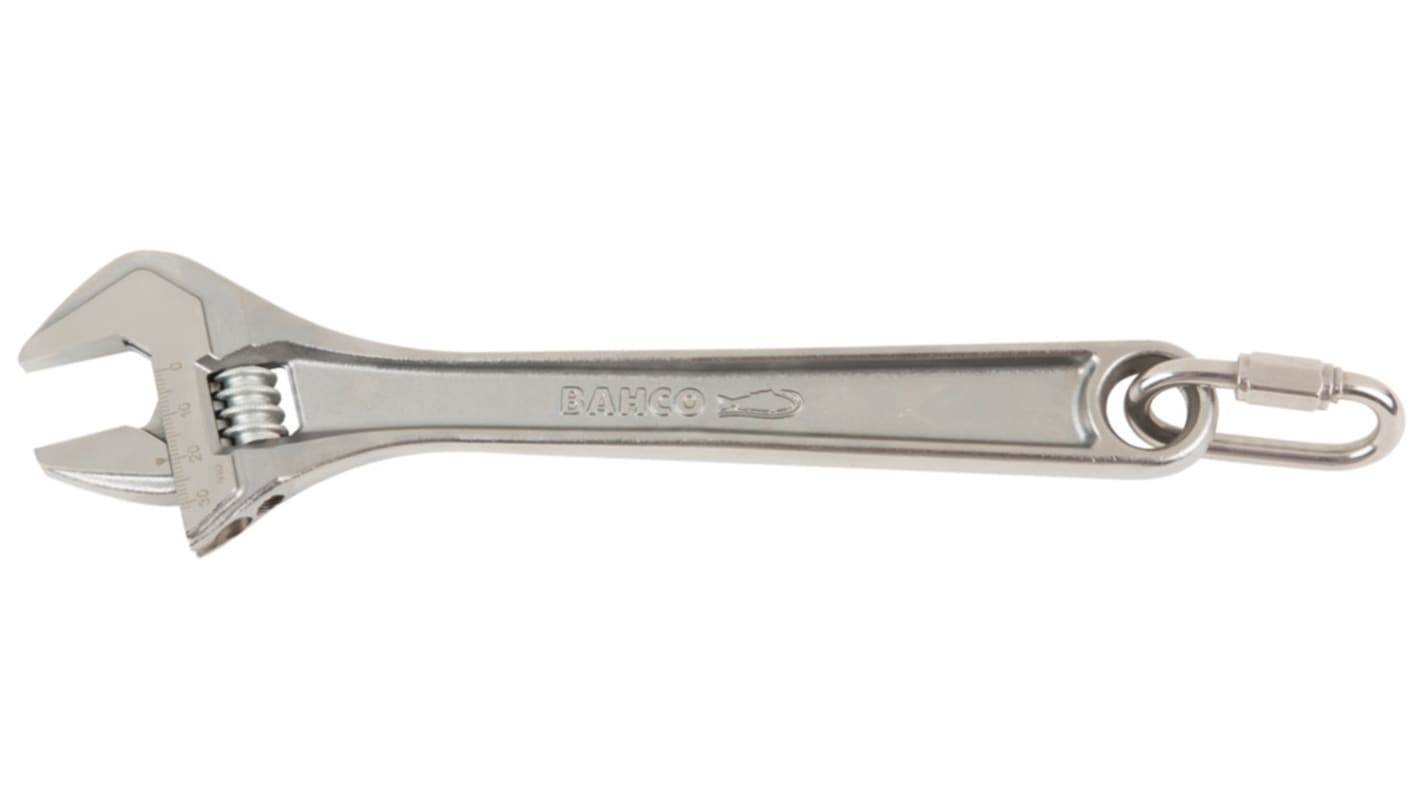 Bahco Adjustable Spanner, 255 mm Overall, 30mm Jaw Capacity, Metal Handle