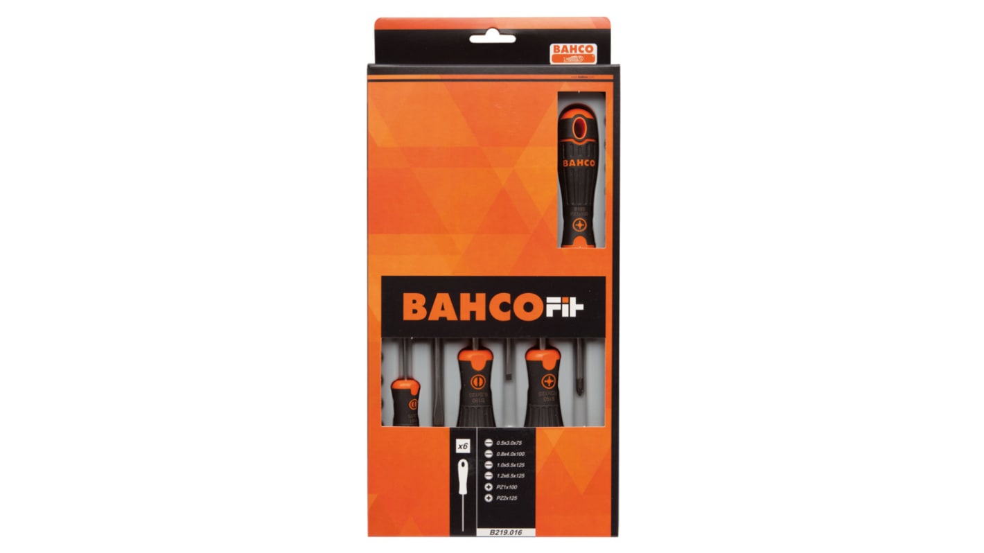 Bahco B219.016 Pozidriv; Slotted Screwdriver Set, 6-Piece