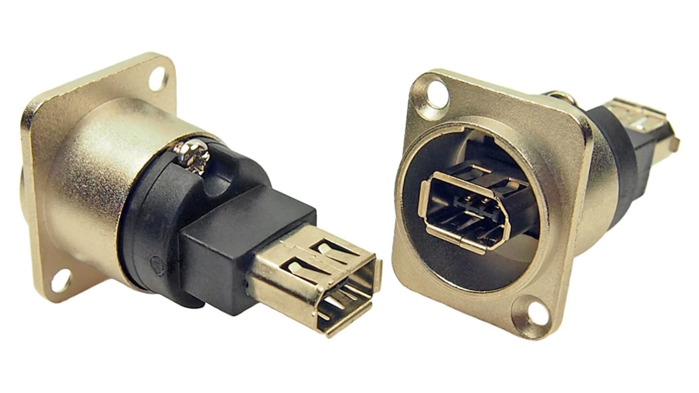 RS PRO 2 Way Straight Panel Mount Firewire Connector, Socket