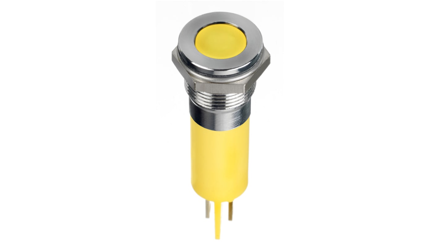 Indicatore da pannello RS PRO Giallo  a LED, 24V cc, IP67, A filo, foro da 12mm