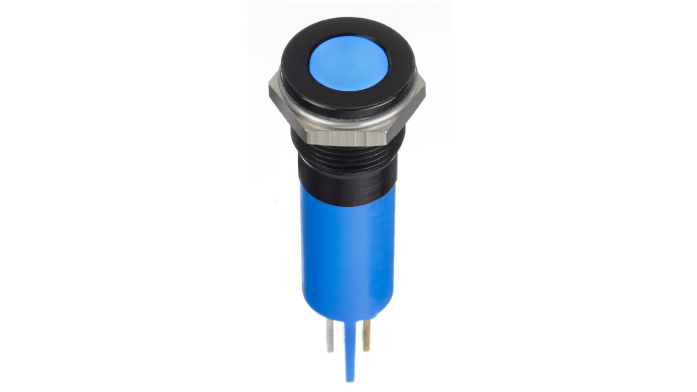 RS PRO LED Schalttafel-Anzeigelampe Blau 24V dc, Montage-Ø 12mm, Faston, Lötfahne