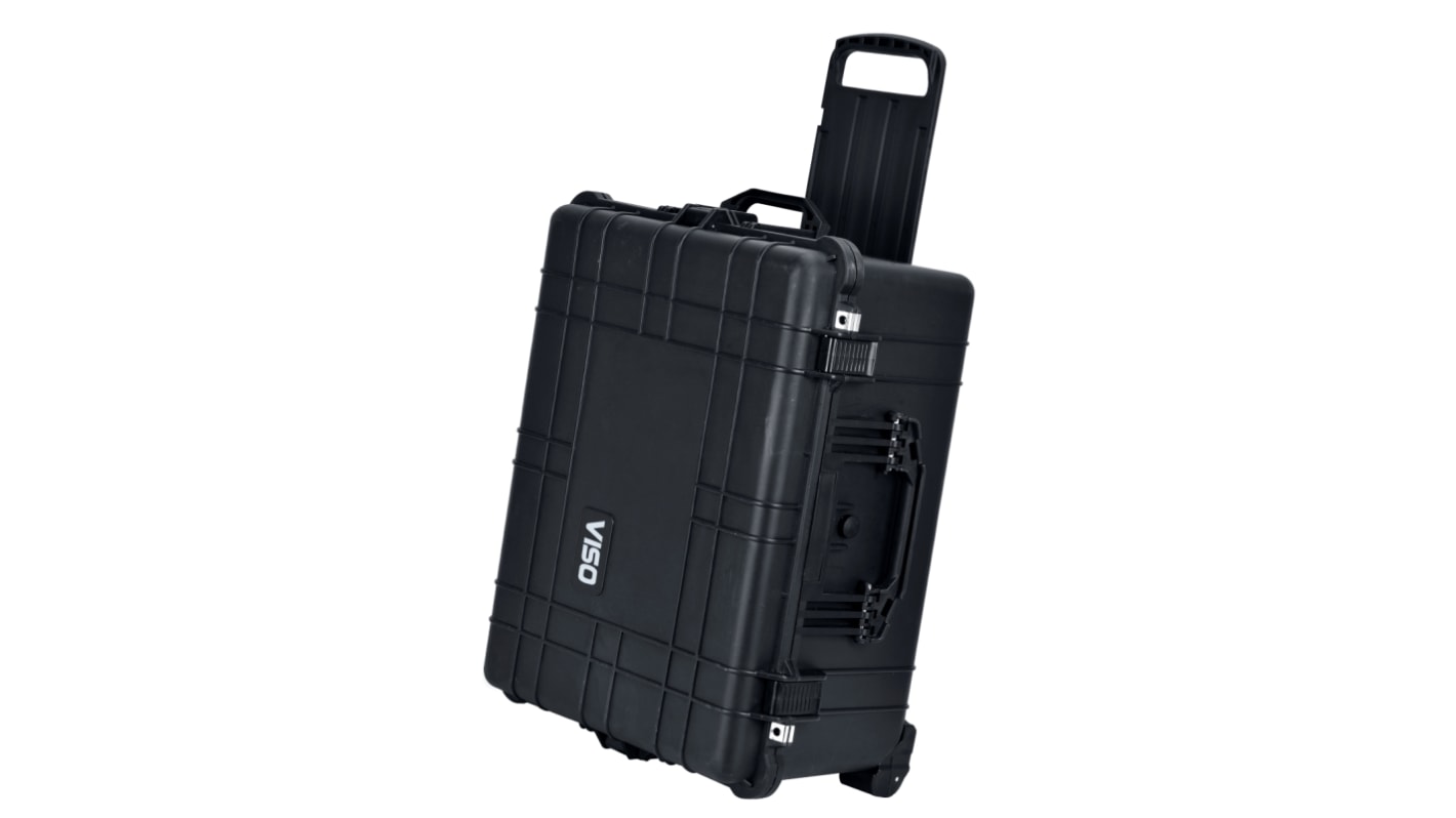RS PRO PP航空箱, 带脚轮, 附泡棉, 防水, IP67, 外部626 x 492 x 305mm, 内部545 x 417 x 267mm, 带锁, 黑色