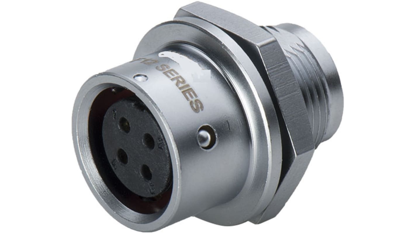 Conector circular RS PRO hembra de 4 vías hembra, Montaje frontal, IP67