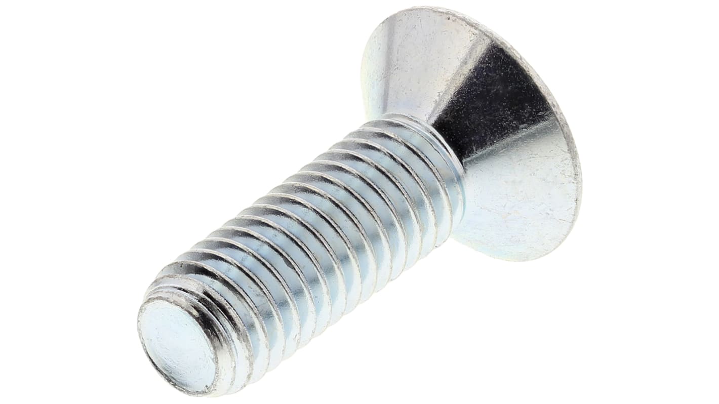 RS PRO Bright Zinc Plated Steel Hex Socket Countersunk Screw, DIN 7991, M8 x 70mm