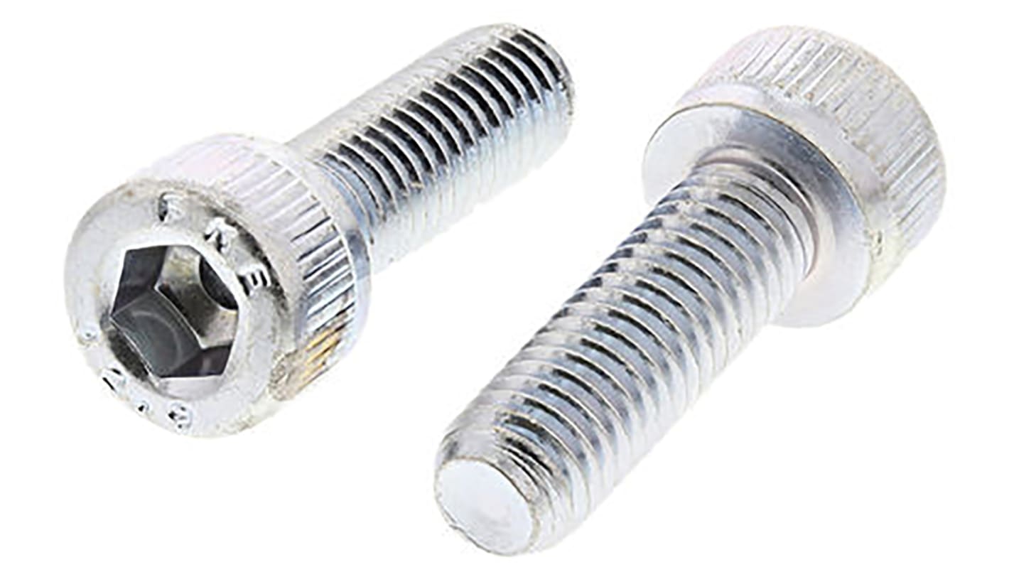 RS PRO M12内六角螺丝, 公制, 20mm长, 钢制, 亮镀锌表面, DIN 912标准