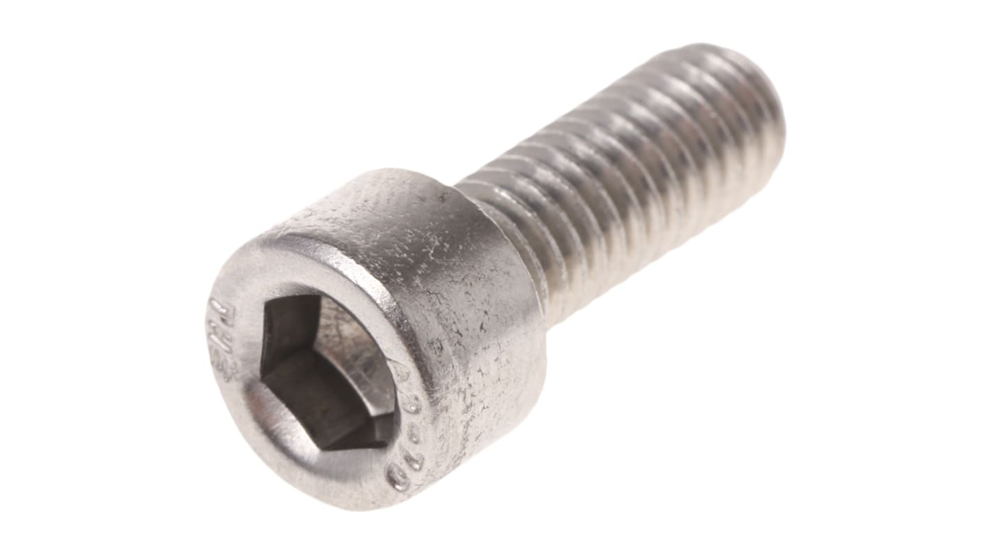 RS PRO Plain Stainless Steel Hex Socket Cap Screw, DIN 912, M8 x 12mm