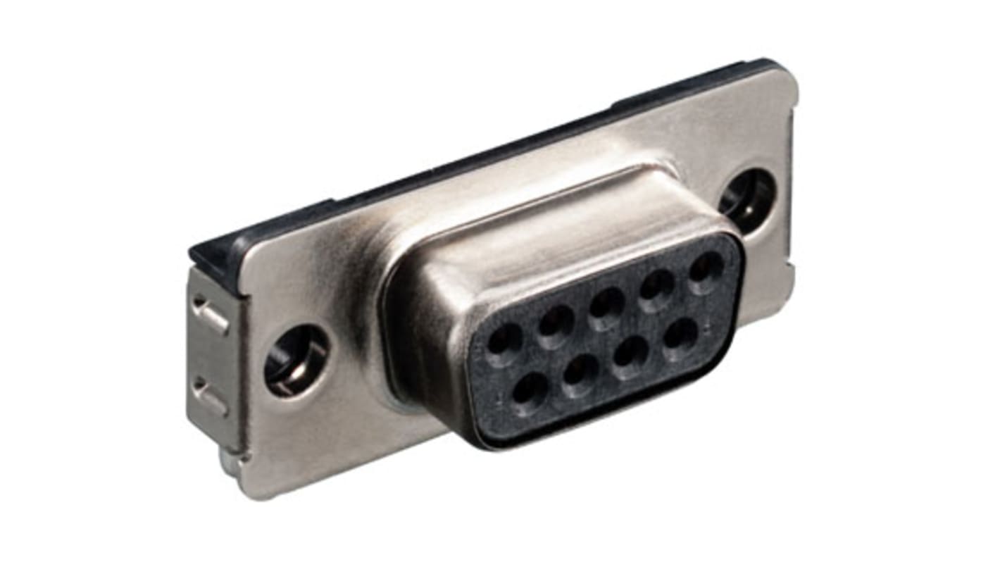 Provertha 9 Way Right Angle SMT D-sub Connector Socket, 2.775mm Pitch, with Screw