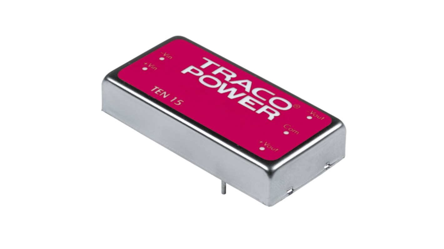 TRACOPOWER TEN 15 DC-DC Converter, 5V dc/ 3A Output, 18 → 36 V dc Input, 15W, Through Hole, +85°C Max Temp -40°C