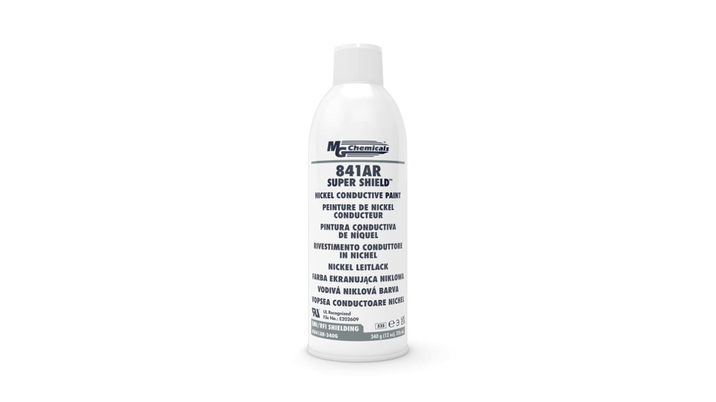 Smalto conduttivo Grigio MG Chemicals, Nichel, , spray da 326 ml, +120°C max., per Applicazioni aerospaziali, Antenne,