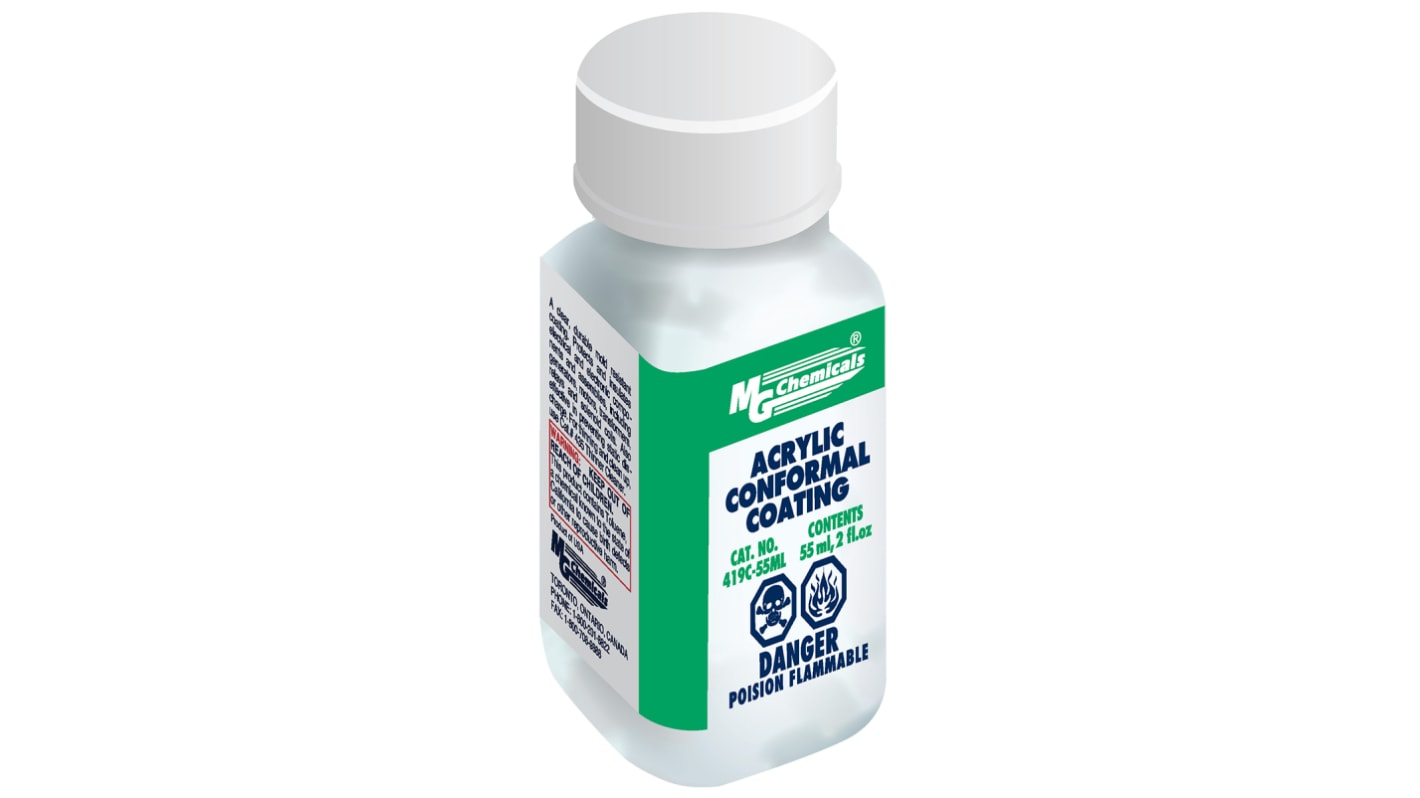 MG Chemicals Clear Acrylic Resin Conformal Coating, 55 ml Can, -65°C min, +125°C max