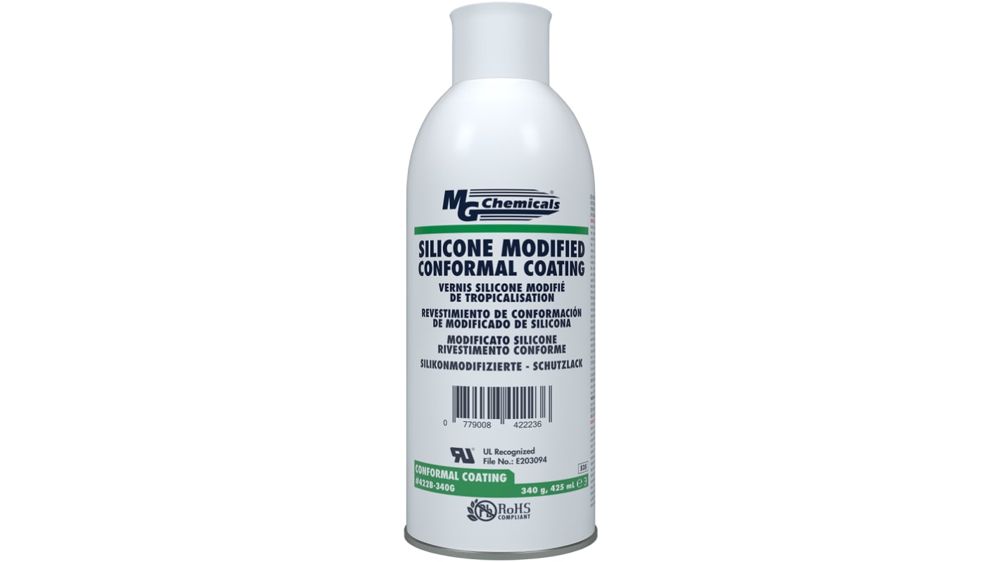 MG Chemicals Clear Silicone Conformal Coating, 425 ml Bottle, -40°C min, +200°C max