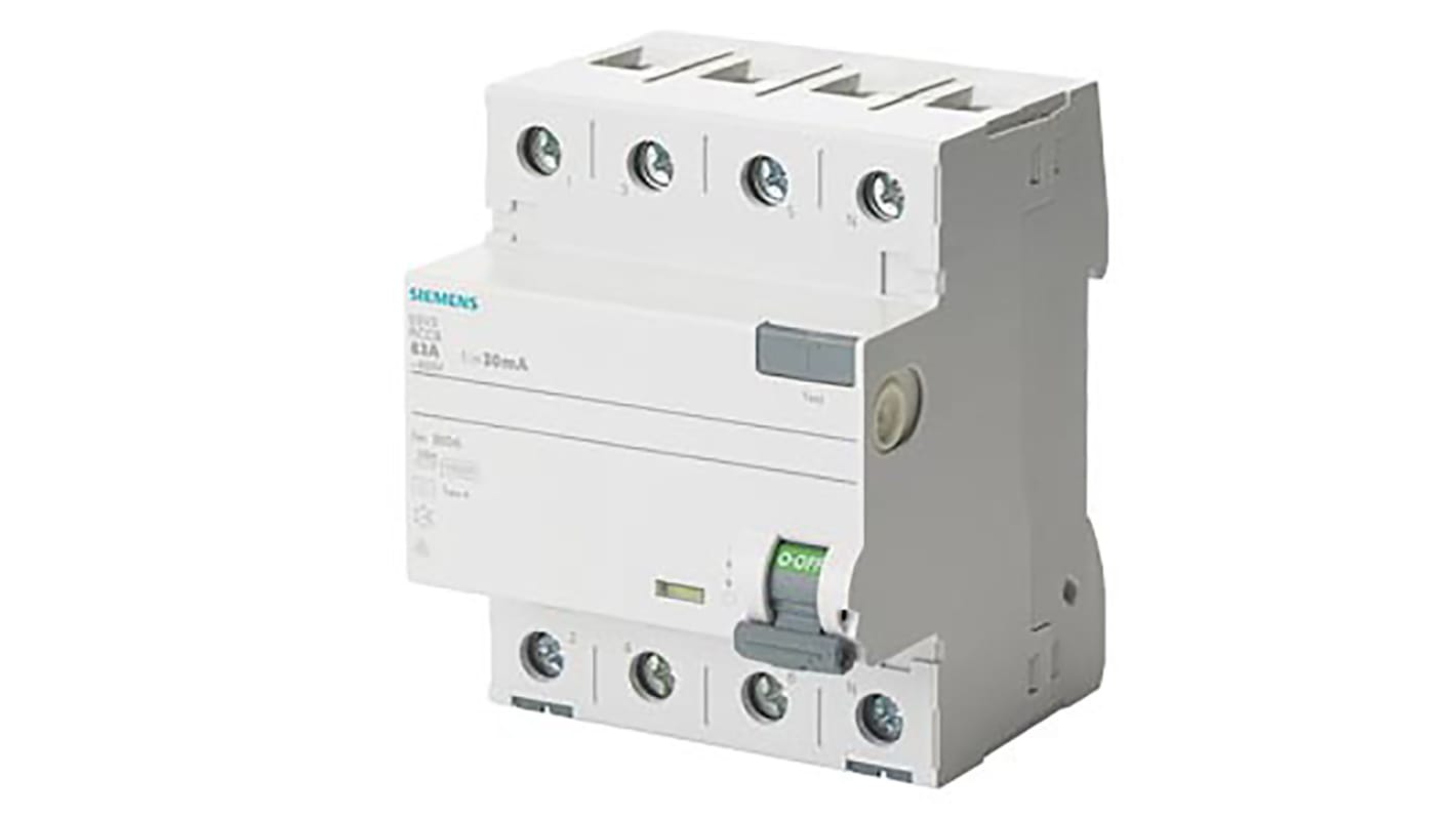 Interruptor diferencial Siemens, 40A Tipo A, 4 Polos, 30mA Sentron
