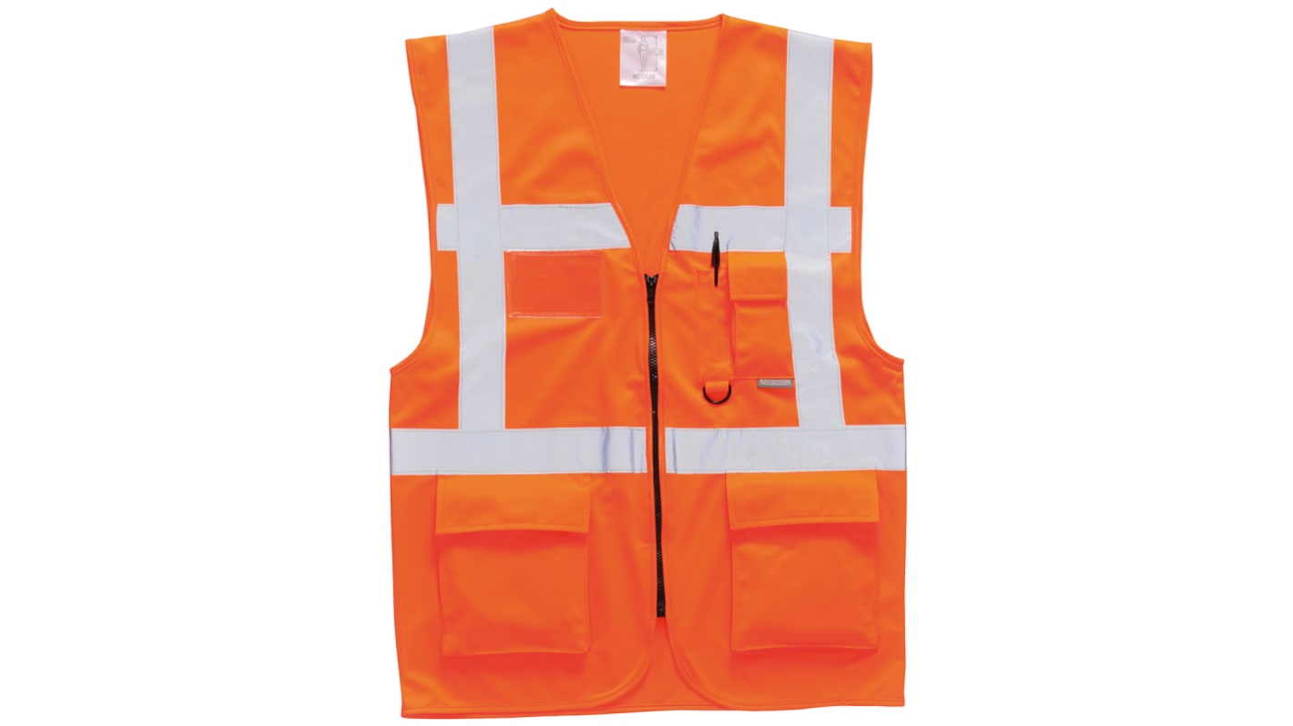 RS PRO Orange Unisex M Polyester Warnweste, Reißverschluss