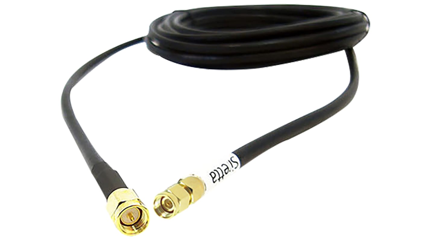 Siretta RF LLC200A Koaxialkabel konfektioniert, 50 Ω, 5m, SMA / RP-SMA, Aussen ø 4.95mm, Schwarz